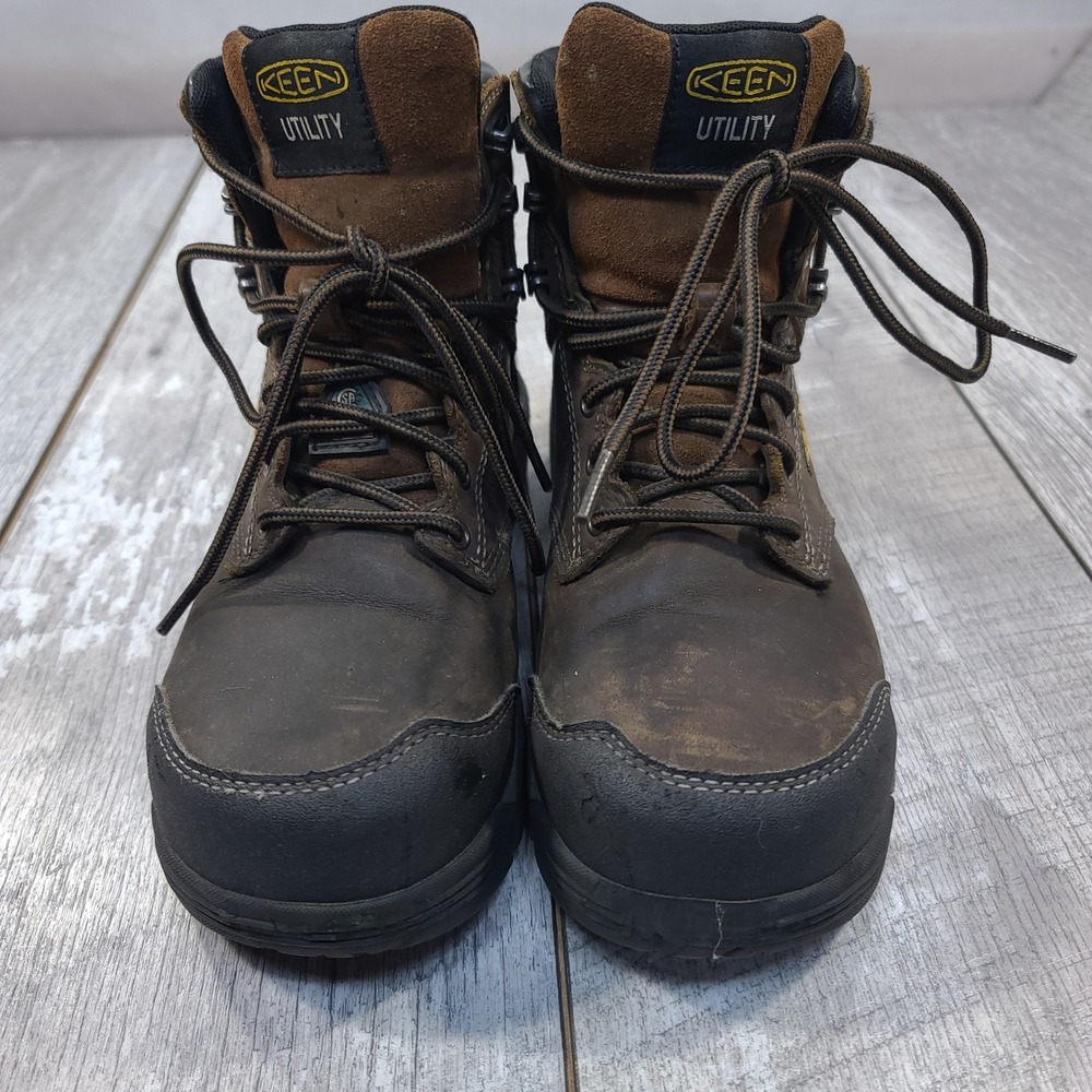KEEN Utility Work Boots Women 8 Brown Waterproof Carbon Toe Leather Lace Up - Picture 2 of 9